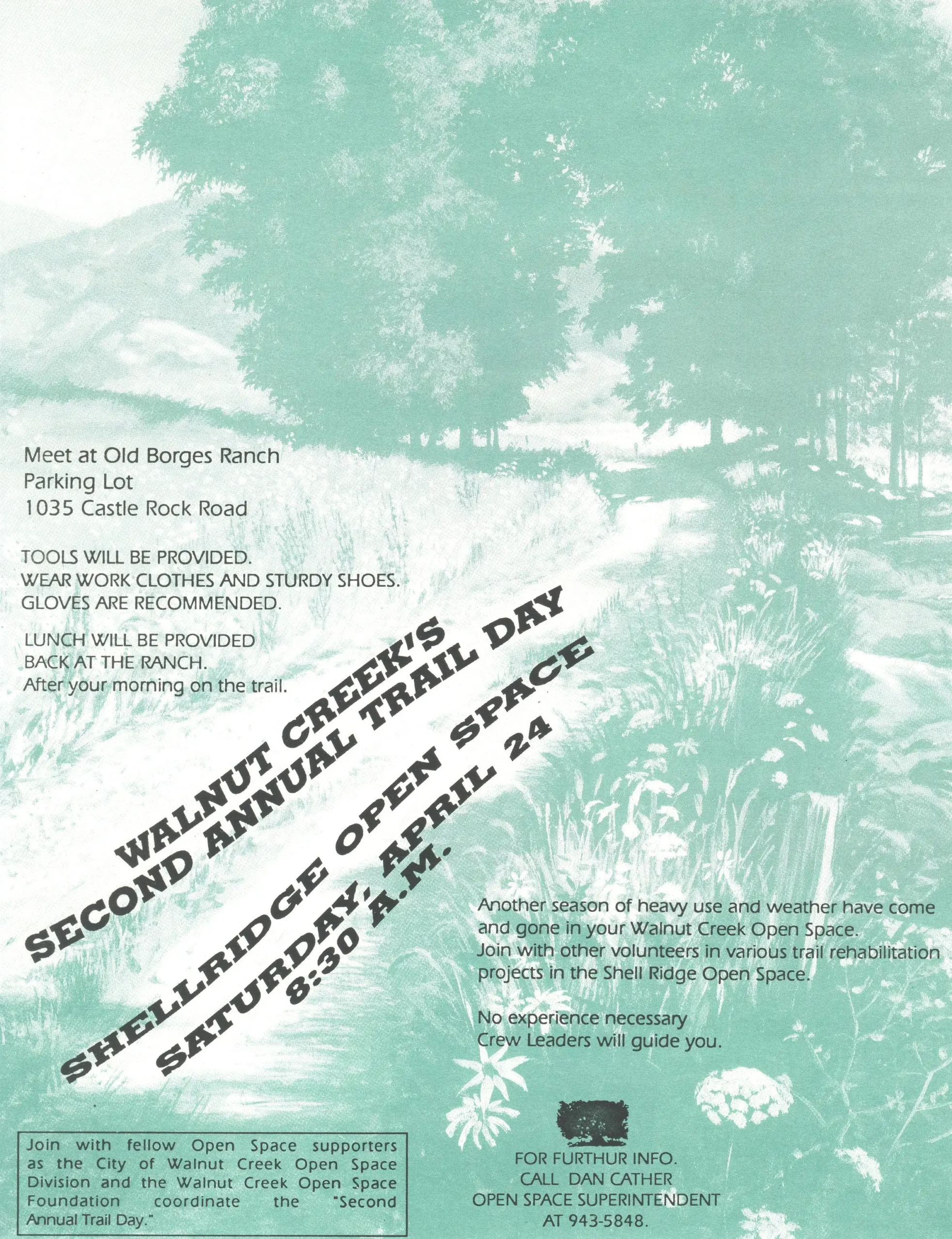 Flyer for the 2nd Annual Trail Day in Shell Ridge Open Space.